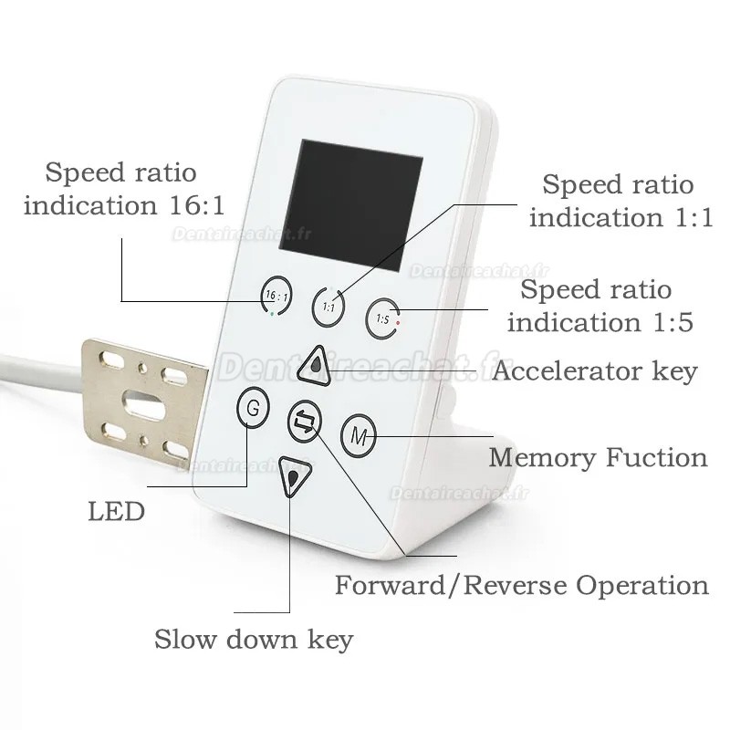 Moteur &eacute;lectrique dentaire int&eacute;gr&eacute; &agrave; LED 1:1 / 1:5 / 16:1 pour fauteuil dentaire